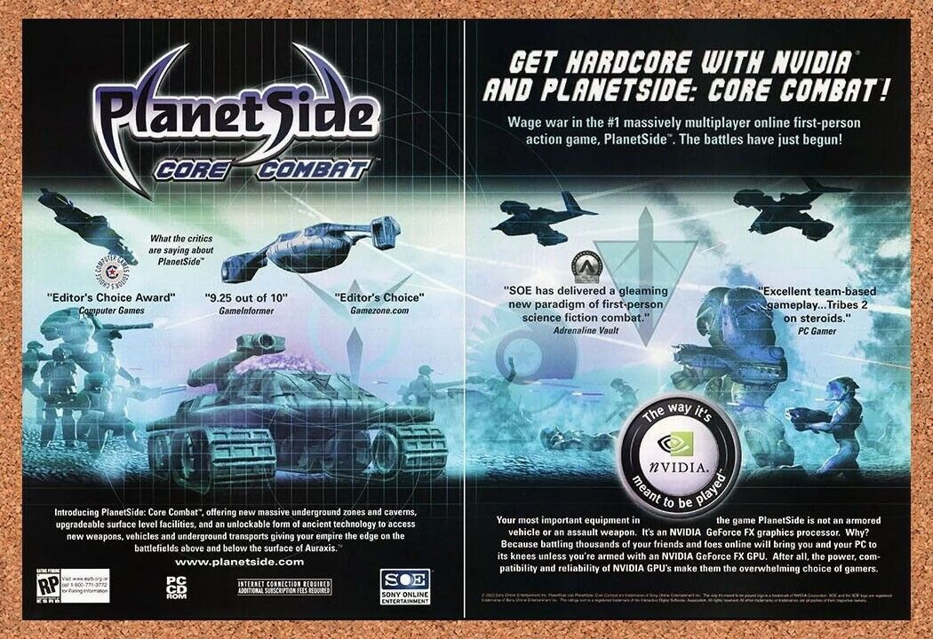 PlanetSide PC Original 2004 Ad Authentic nVidia MMO Computer Video Game Promo