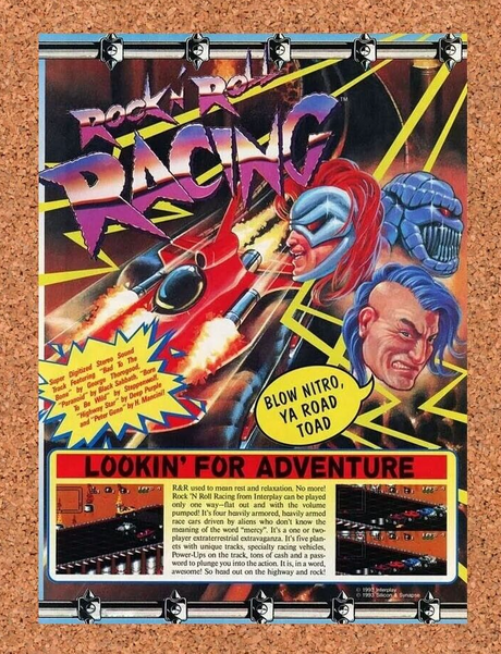 Rock N Roll Racing SNES Original 1996 Ad Authentic Video Game Promo v2