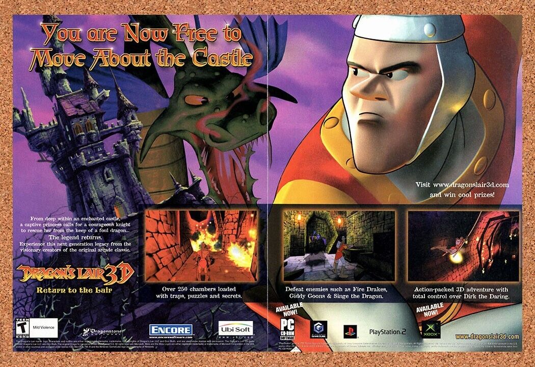 Dragon's Lair 3D GameCube Original 2003 Vintage Ad - Video Game Promo