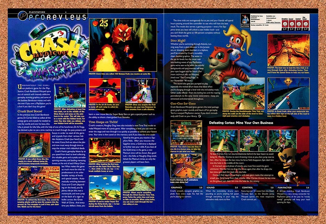 1999 Crash Bandicoot Warped PS1 Original Advertisement / Retro Promo vr8