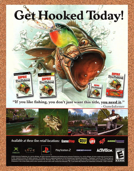 Original 2004 Rapala Pro Fishing PS2 Vintage Ad - Video Game Promo Wall Art