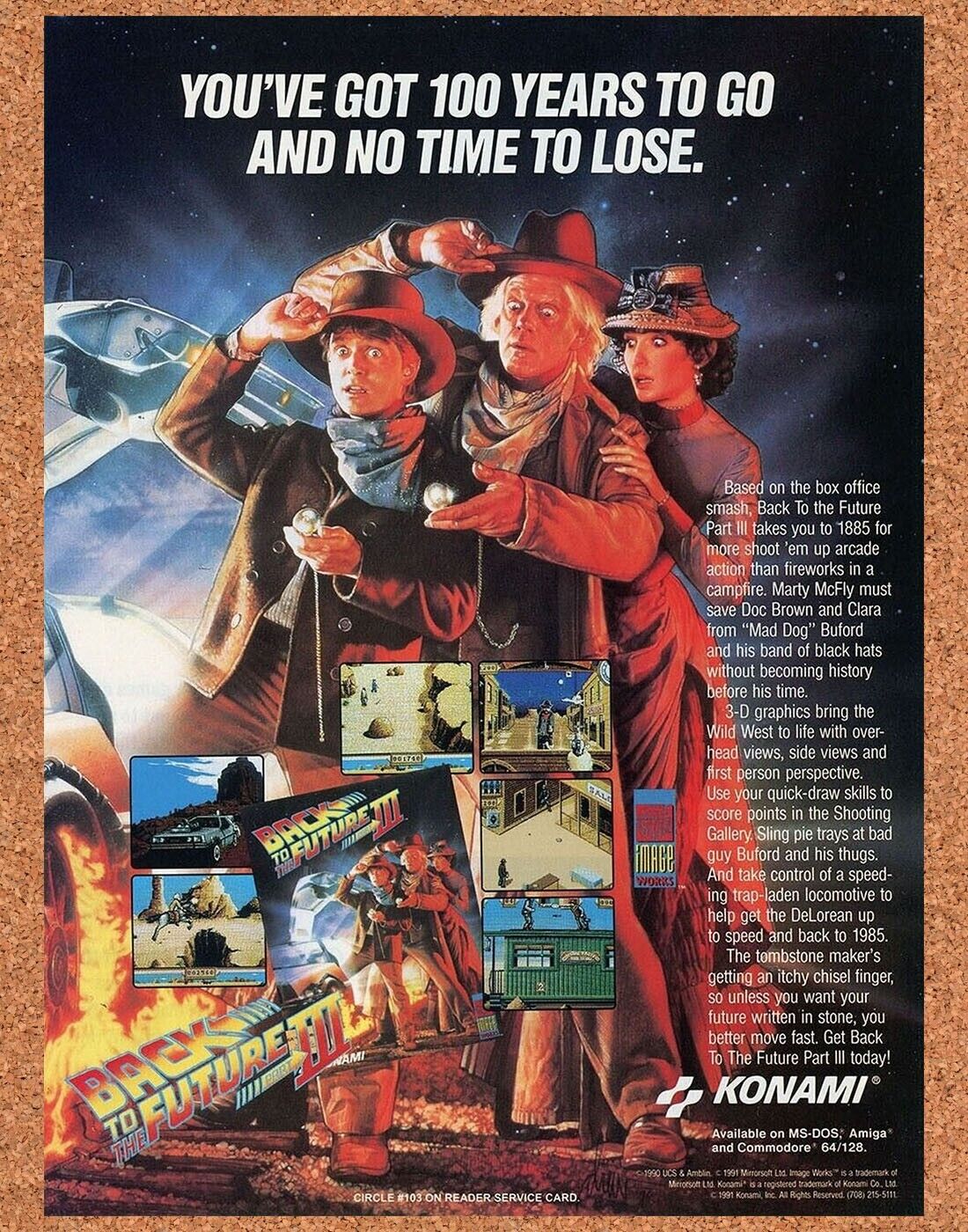Back to the Future III NES Original 1993 Print Ad Authentic Video Game Promo