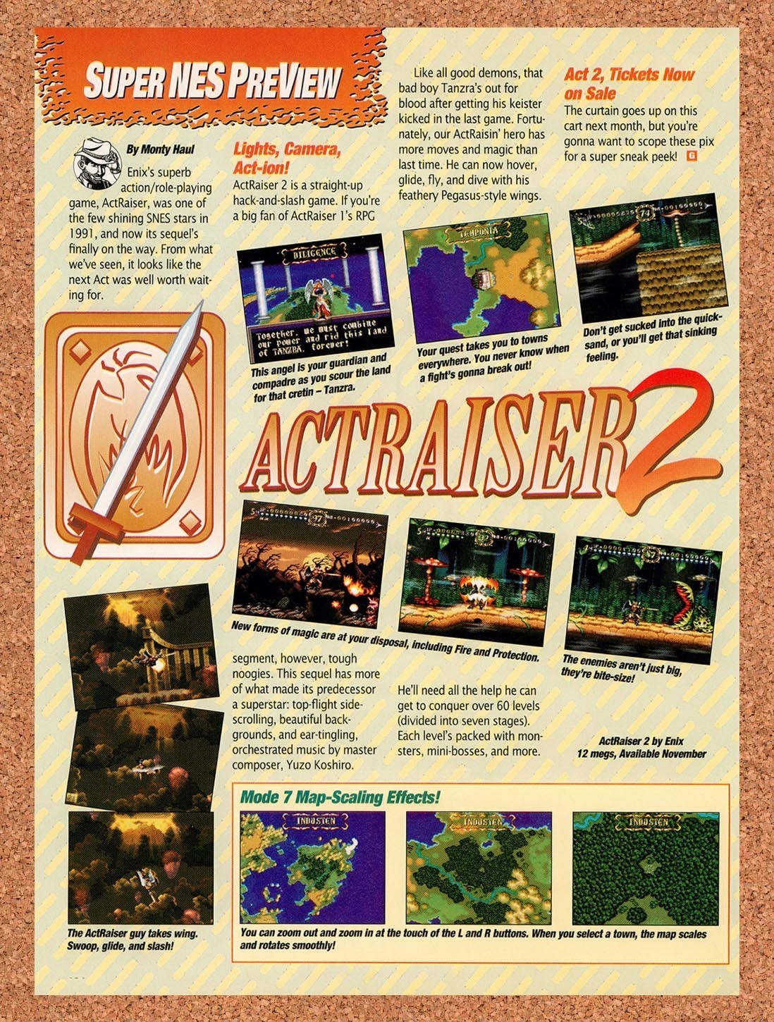 1993 ActRaiser 2 SNES Original Advertisement / Retro Promo vr4