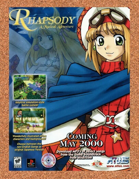 Rhapsody Musical Adventure PS1 Original 2002 Ad Authentic ATLUS Game Promo