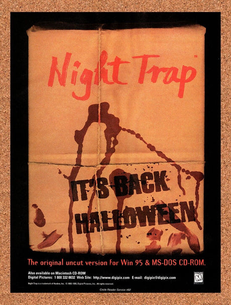 Night Trap PC Original 1995 Vintage Ad - Halloween Video Game Promo
