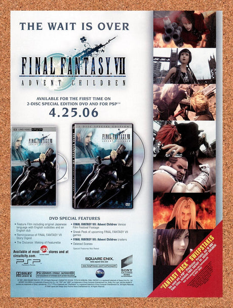2006 Final Fantasy VII Advent Children 2-Disc Special DVD Original Ad v3