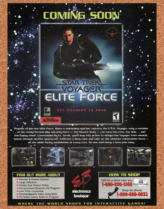 Star Trek Voyager Elite Force PC Original 2001 Ad Authentic EB Games Promo