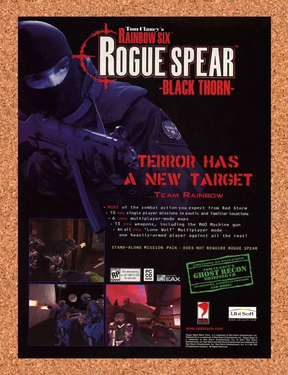 Rainbow Six Rogue Spear Black Thorn PC Original 2003 Ad Authentic Game Promo