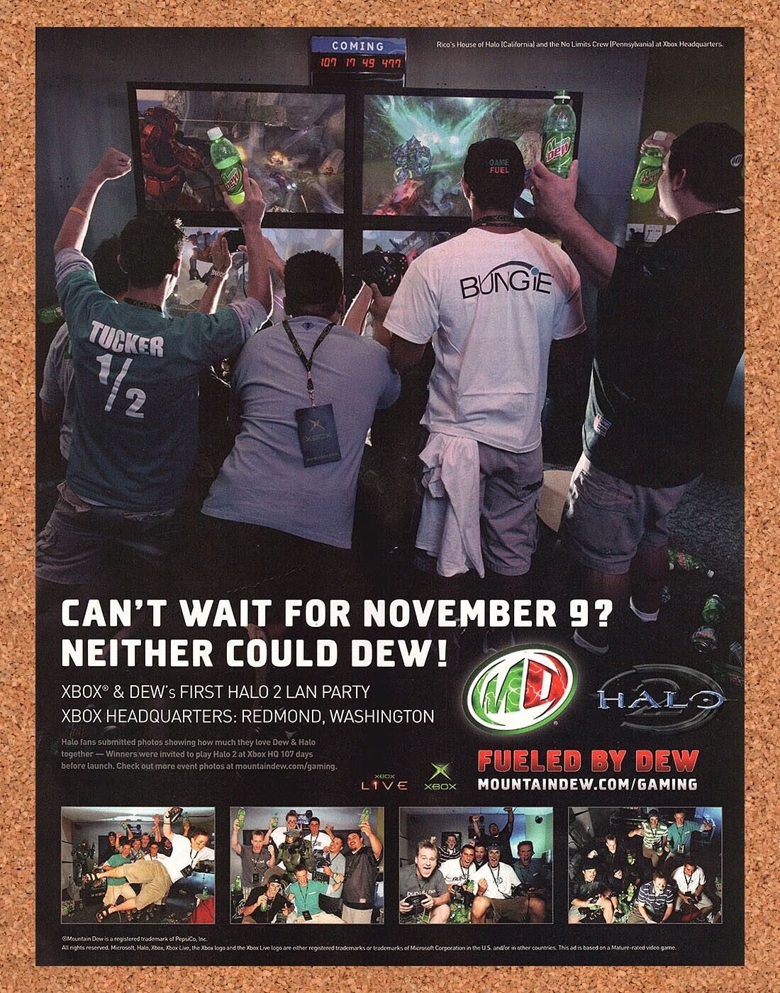 Original 2003 Halo Xbox Mountain Dew Vintage Ad - Video Game Promo Wall Art 10
