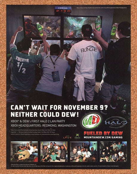Original 2004 Halo Xbox Mountain Dew Vintage Ad - Video Game Promo Wall Art 10