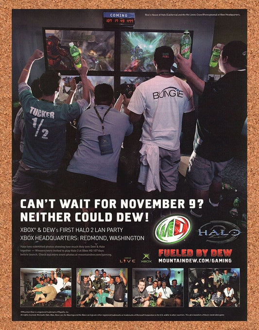 Original 2003 Halo Xbox Mountain Dew Vintage Ad - Video Game Promo Wall Art 10