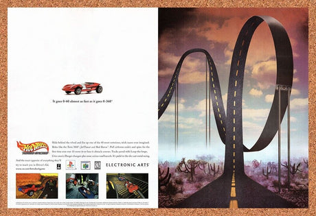 1999 Hot Wheels Turbo Racing PS1 Original Advertisement / Retro Wall Art v1
