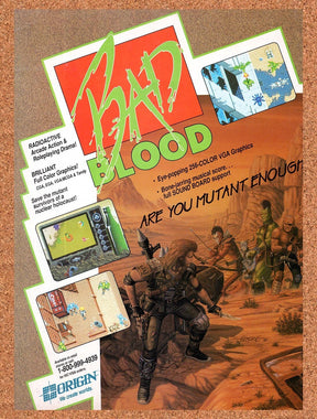 1990 Bad Blood Commodore-64 Original Advertisement / Retro Wall Art v1