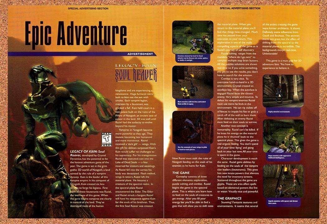 1999 Legacy Of Kain Soul Reaver 1 PC Original Advertisement / Retro Promo vr3