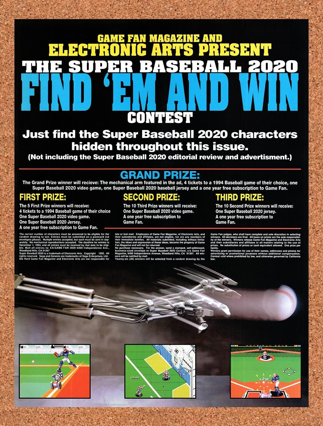 1993 Super Baseball 2021 Sweepstakes Original Advertisement / Retro Wall Art v3