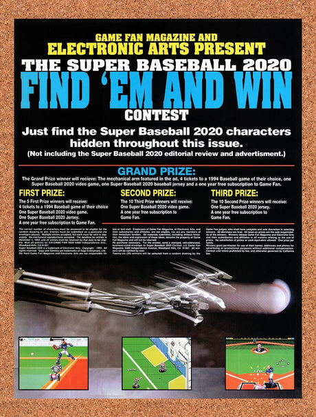 1993 Super Baseball 2021 Sweepstakes Original Advertisement / Retro Wall Art v3