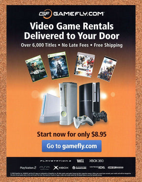 GF Original 2009 Print Ad Authentic Online Video Game Console Rentals Promo