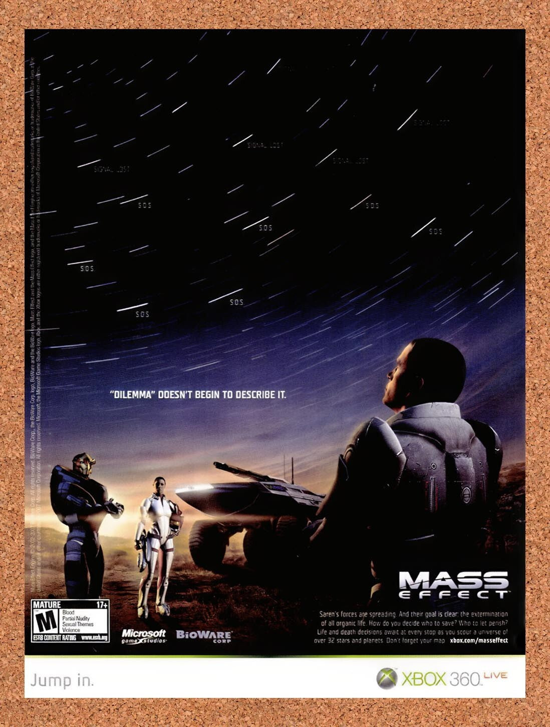 2007 Mass Effect Xbox 360 Original Advertisement / Retro Wall Art v1