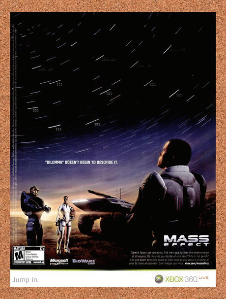 2007 Mass Effect Xbox 360 Original Advertisement / Retro Wall Art v1