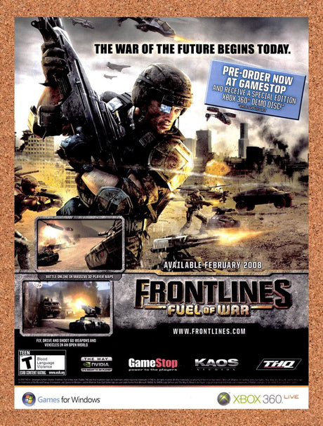2008 Frontlines Fuel Of War PC Original Advertisement / Retro Wall Art v1