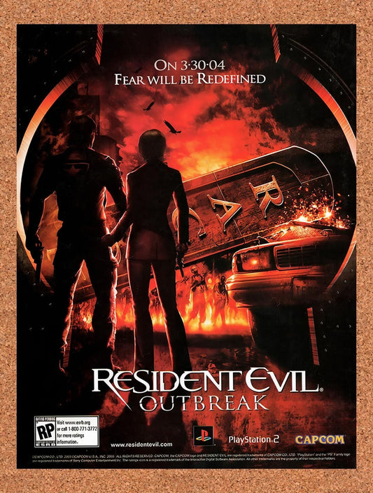 2003 Resident Evil Outbreak 1 PS2 Original Advertisement / Retro Wall Art v7