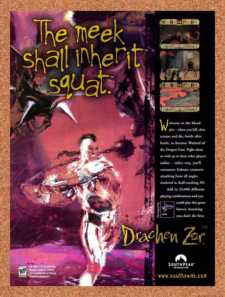1997 Drachen Zor Cancelled PC Game Original Advertisement / Retro Promo v2