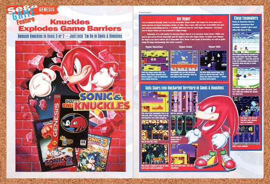 1994 Sonic & Knuckles Genesis Original Advertisement / Retro Wall Art v5