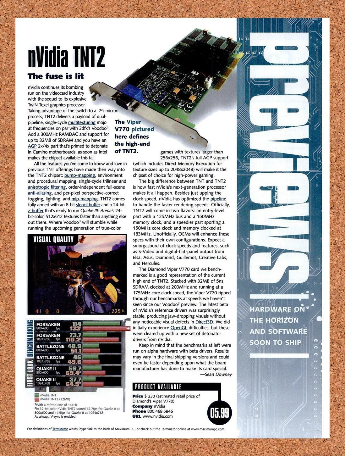 1999 nVidia TNT2 Viper V770 Original Advertisement / Retro Promo v1