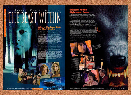 1995 Gabriel Knight The Beast Within PC Original Advertisement / Retro Promo v2