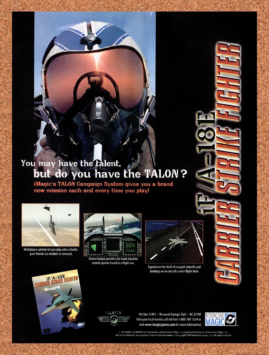 1998 iF/A-18E Carrier Strike Fighter PC Original Advertisement / Retro Promo v1