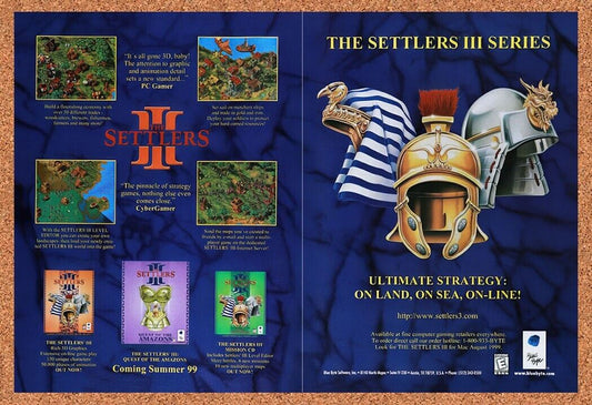 1998 Settlers 3 PC Original Advertisement / Retro Wall Art v3