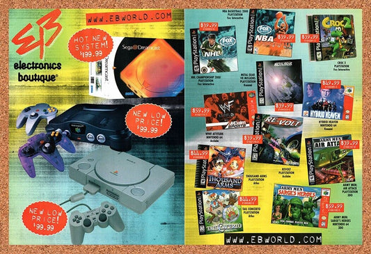 1998 EB Games Dreamcast PS1 Games Original Advertisement / Retro Wall Art v27