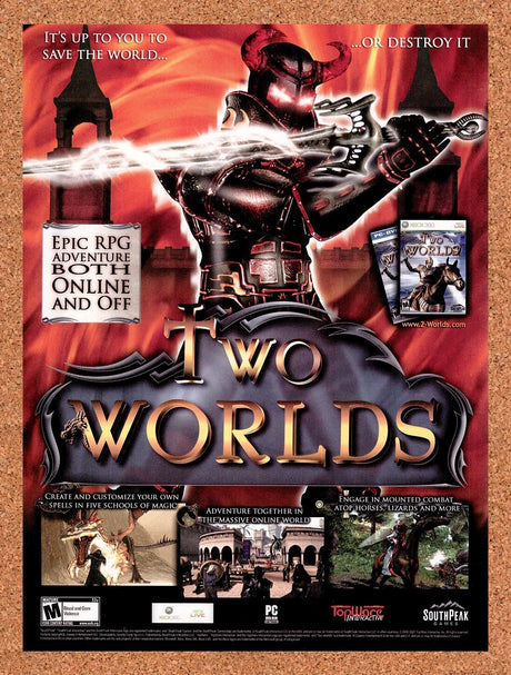 2007 Two Worlds Xbox 360 Original Advertisement / Retro Wall Art v3