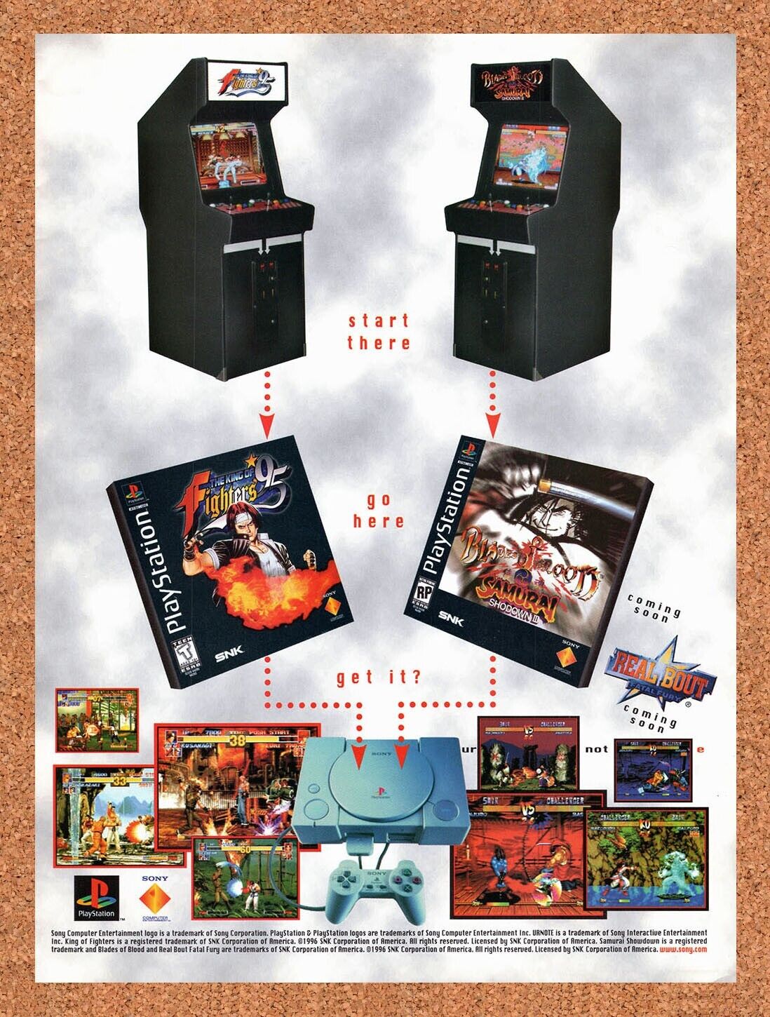 Sony PS1 Arcade Games Original 1995 Vintage Ad - King Of Fighters Promo