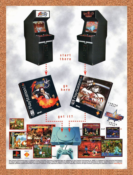 Sony PS1 Arcade Games Original 1996 Vintage Ad - King Of Fighters Promo