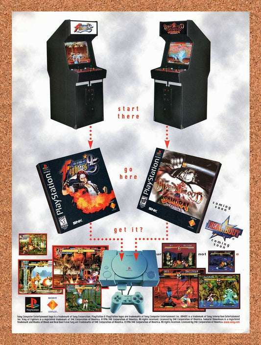 Sony PS1 Arcade Games Original 1995 Vintage Ad - King Of Fighters Promo