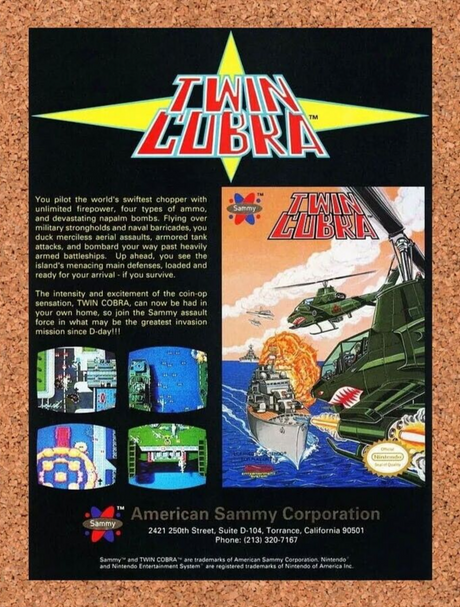 Twin Cobra NES Original 1989 Ad Authentic Nintendo Video Game Promo