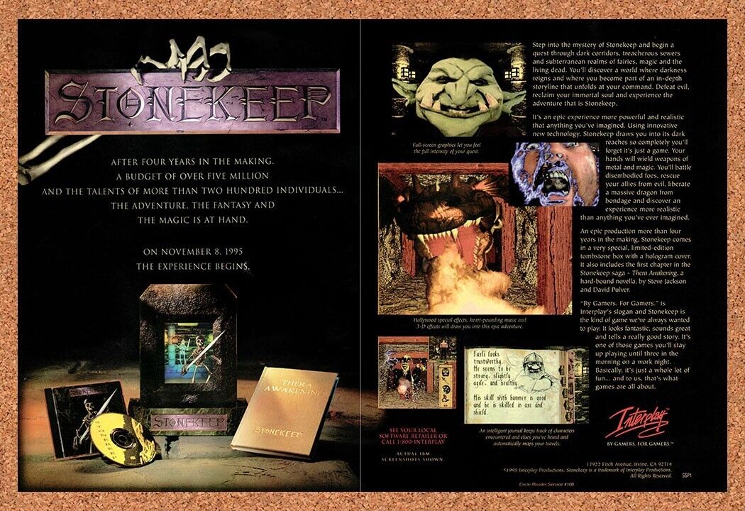 Stonekeep PC Original 1997 Vintage Ad - Video Game Art Promo