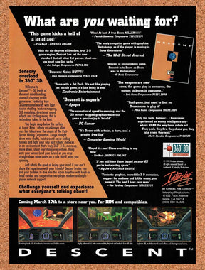 1995 Descent PC Original Advertisement / Retro Wall Art v1