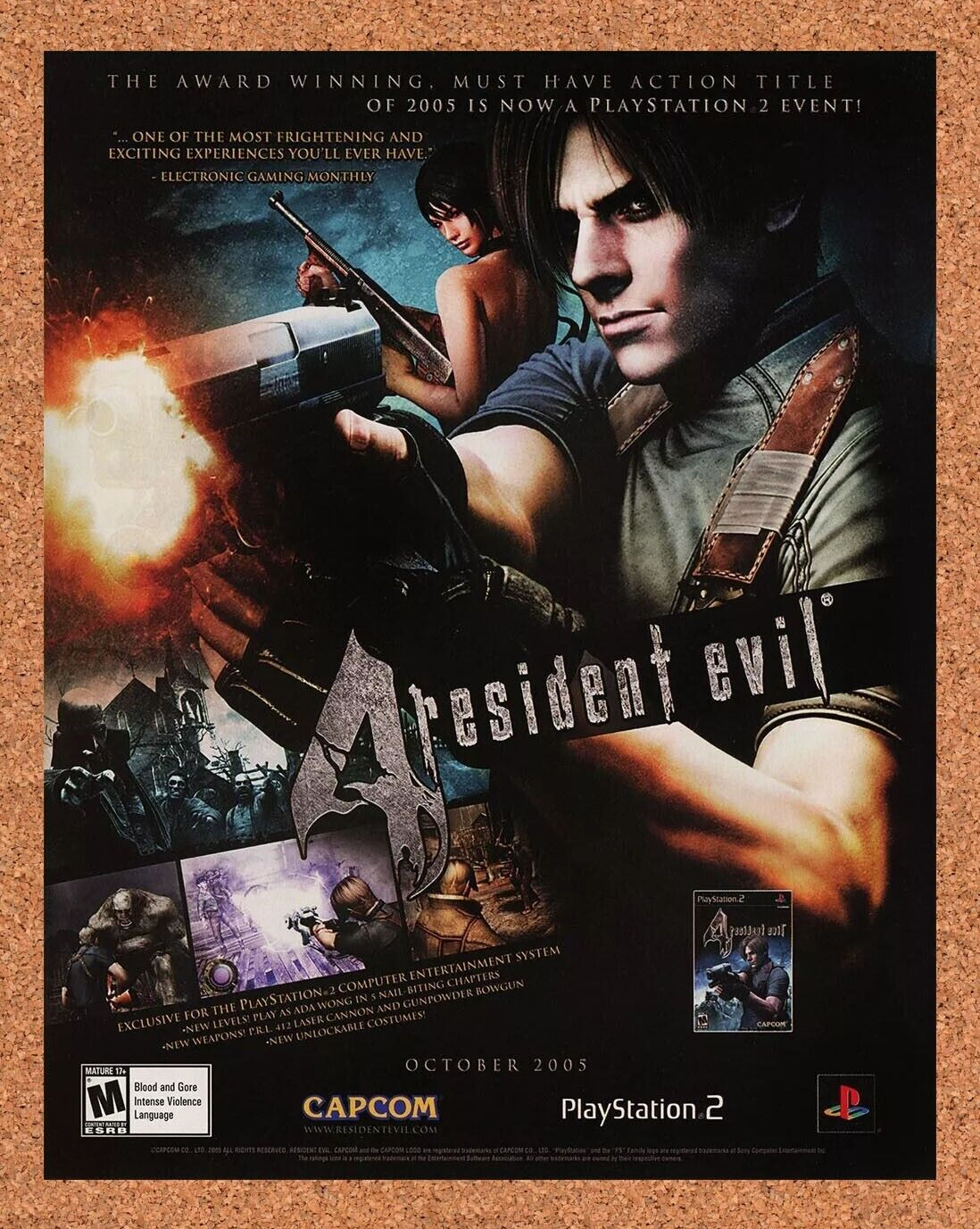 Resident Evil 4 PS2 Original 2004 Ad Authentic Capcom Horror Video Game Promo v1