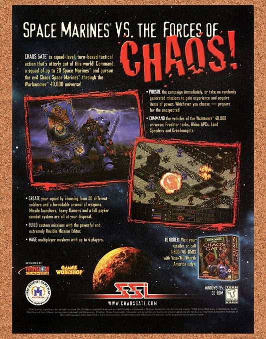 Warhammer 4000 Chaos Gate PC Original 1999 Ad Authentic Space Marines Game Promo