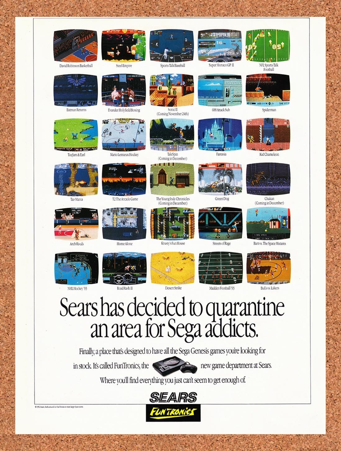 1992 Sega Sears Funtronics Original Advertisement / Retro Promo v1