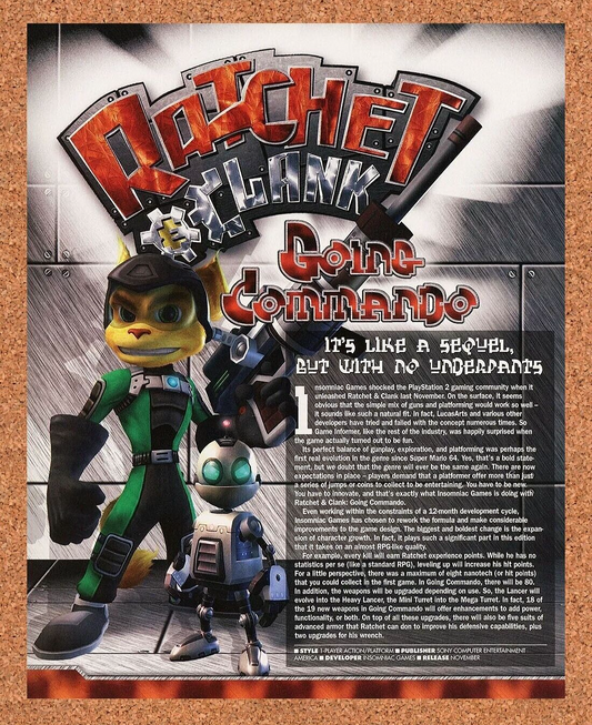 Ratchet And Clank PS2 Original 2005 Ad Authentic Commando Contest Game Promo