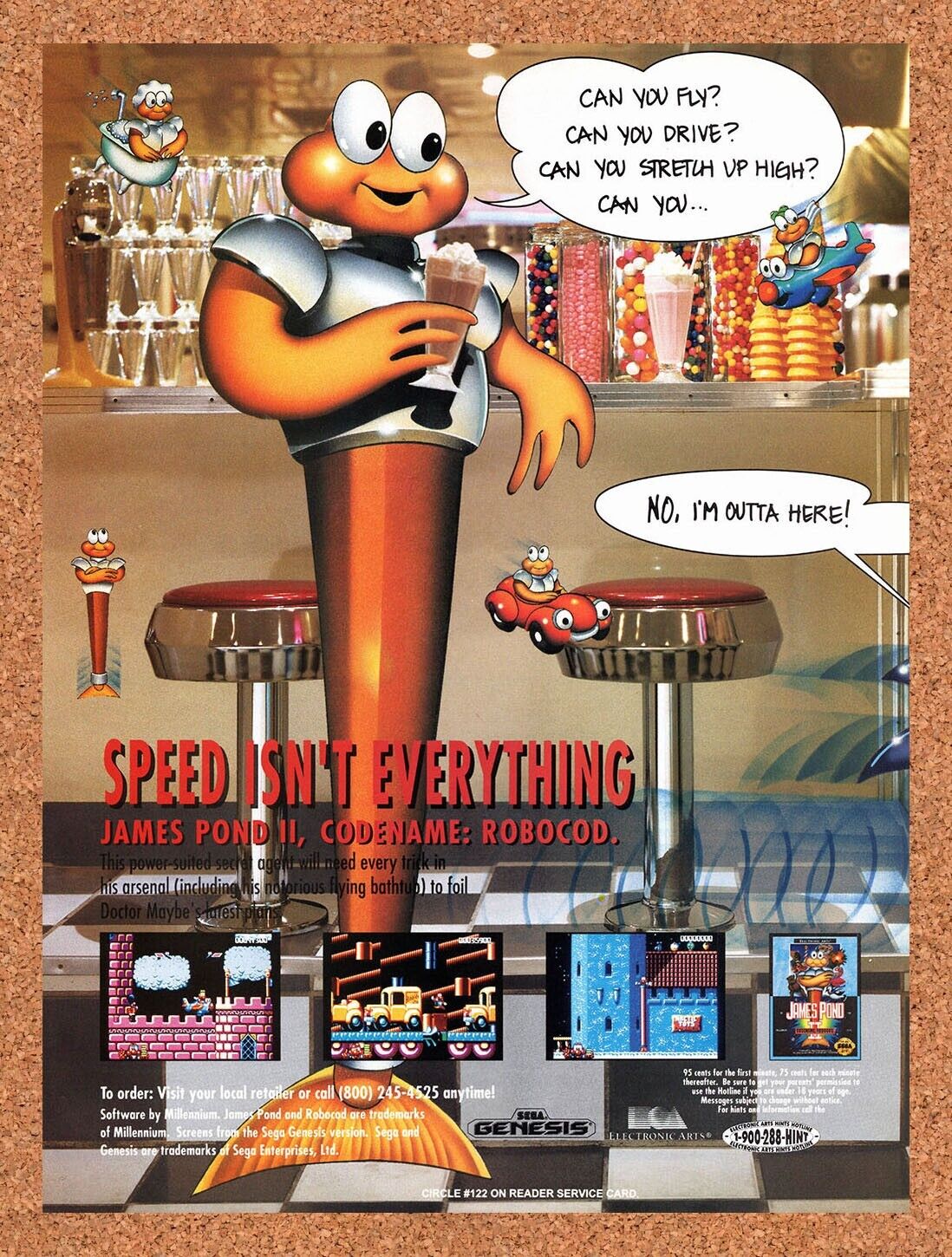 1992 James Pond 2 Amiga Original Advertisement / Retro Wall Art v1