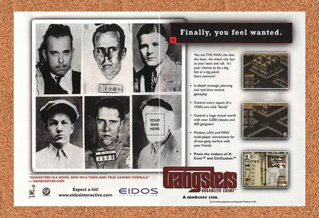 Gangsters Organized Crime PC Original 2000 Ad Authentic Funny Video Game Promo