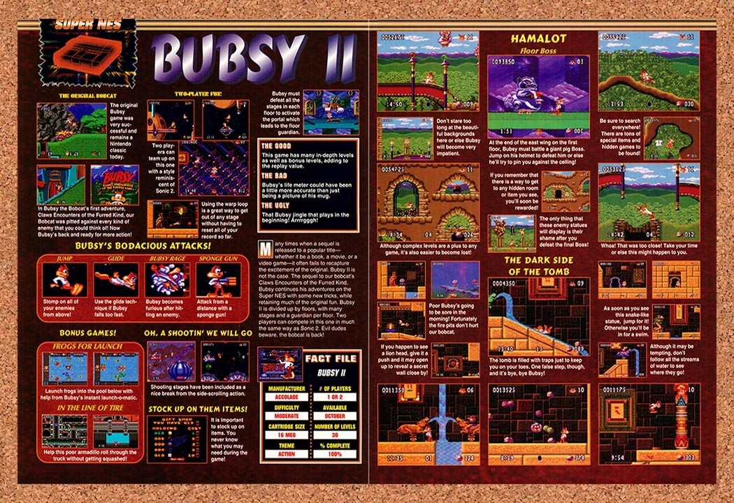 1994 Bubsy II SNES Original Advertisement / Retro Promo vr4