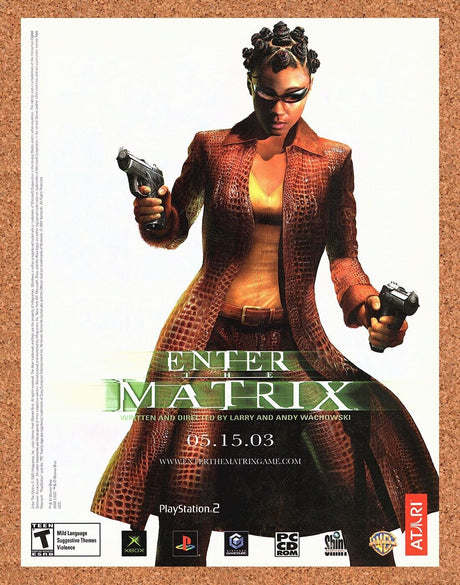 Enter The Matrix PS2 Original 2003 Ad Authentic Atari Video Game Release Promo