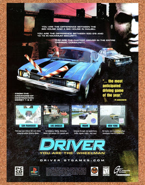 1999 Driver You Are The Wheelman PC Original Advertisement / Retro Promo v3