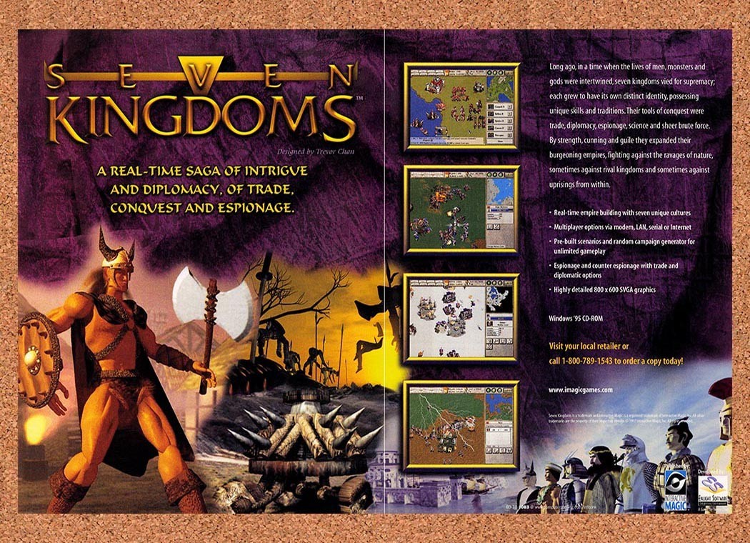 1998 Seven Kingdoms PC Original Advertisement / Retro Promo v2