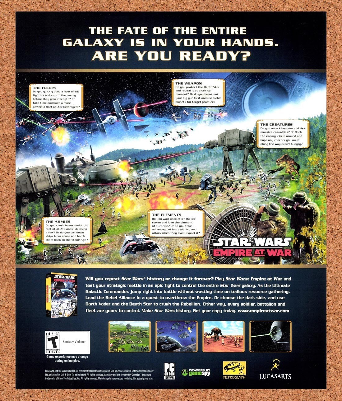 2006 Star Wars Empire At War PC Original Advertisement / Retro Promo v2